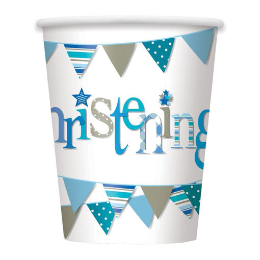 Picture of BLUE BUNTING CHRISTENING PAPER CUPS